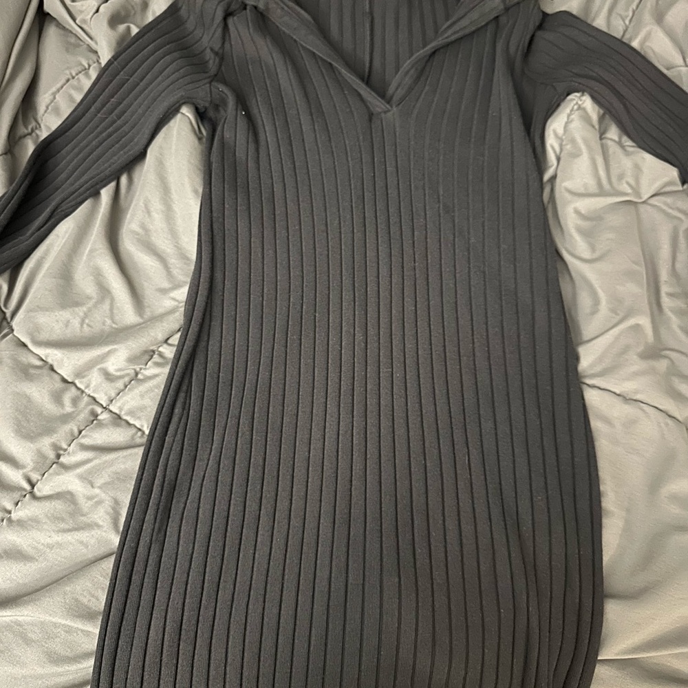 Old Navy Black Ribbed Long Sleeve Dress
